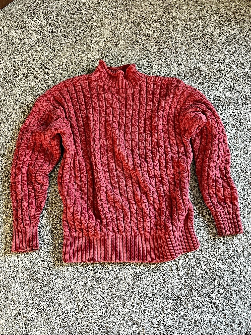 GAP Cable Knit Turtleneck Pink Size XL 100% cotton